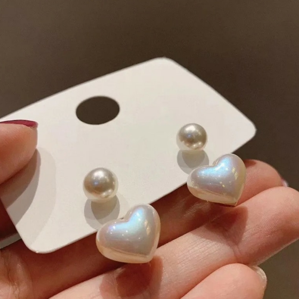 NEW Pearl Heart Earrings - Picture 6 of 11